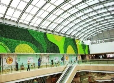 商业植物墙，商综过道外墙体绿化仿真绿植墙景观