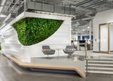 办公室墙体绿化，室内办公区绿植形象墙设计