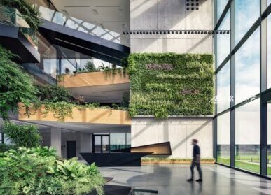 办公大楼植物墙，室内绿植垂直绿化造景