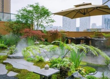 星級酒店屋頂綠化，上海希爾頓樓頂綠植生態景觀