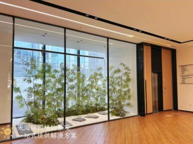 室内竹林景观，宝马4S店玻璃橱窗仿真竹子造景