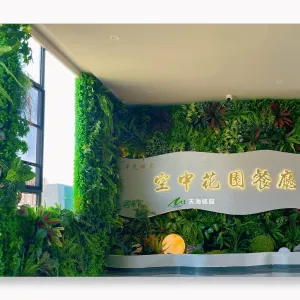 餐厅电梯入门仿真植物景观和仿真植物墙